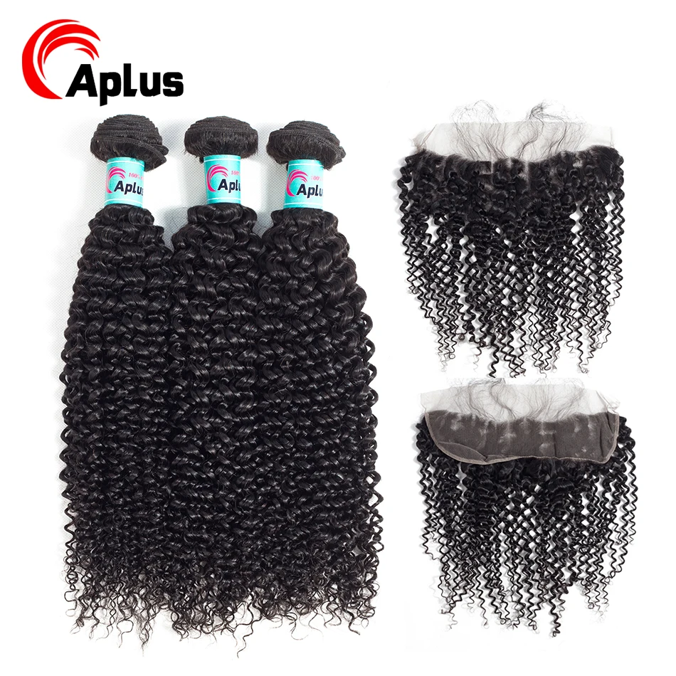 

Malaysian Curly Frontal With Bundles Cheap Malaysian Curly Hair 100% Human Hair 3 Bundles With Baby Hair Lace Frontal Aplus Hair