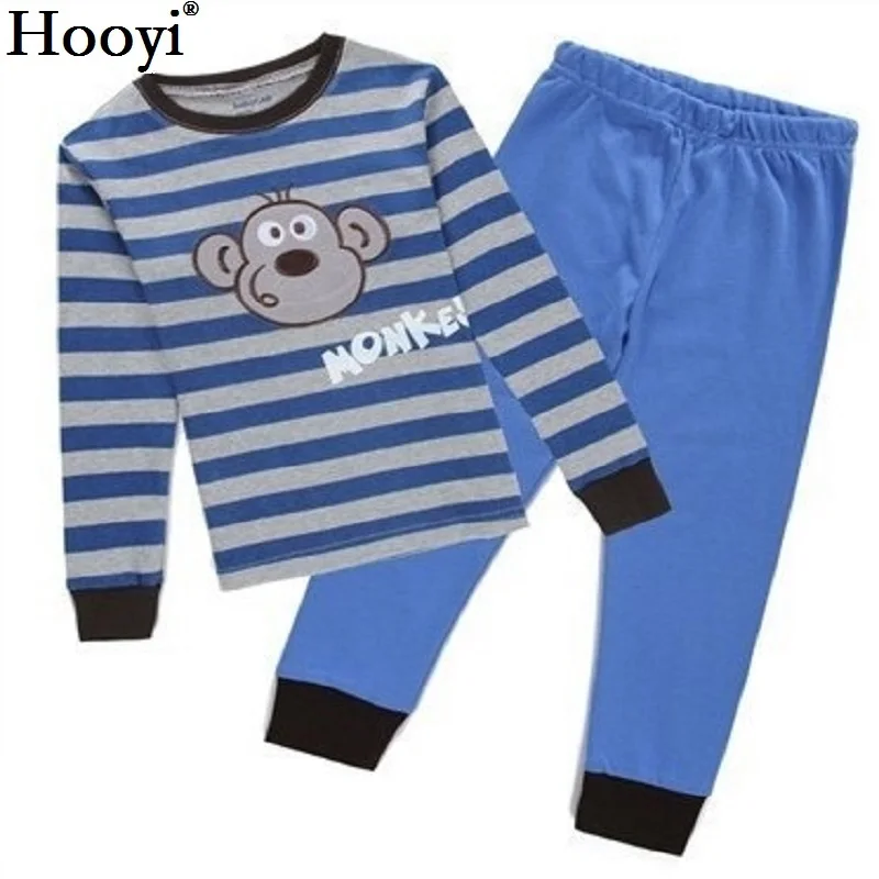 Hooyi/Синие пижамы с акулой для мальчиков, комплекты одежды, детские пижамы на осень и весну для детей 2, 3, 4, 5, 6, 7 лет, костюм для сна, хлопковые пижамы для маленьких девочек - Цвет: N9