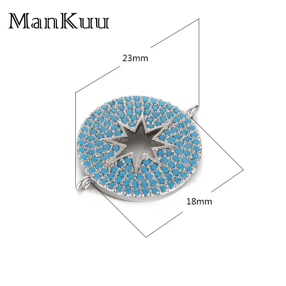 Mankuu розовое золото/серебро/золото полые Коннектор со звездой Шарм для DIY ювелирных изделий Синий Круглый Циркон Стразы разъемы 5 шт./лот