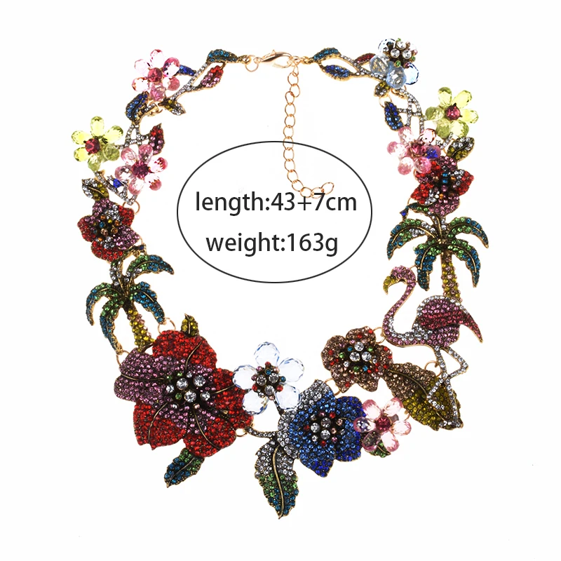 Многоцветный Кристальный цветок колье ожерелье для женщин роскошная инкрустация одна тысяча Стразы этническое ожерелье femme Животное кран Ожерелье