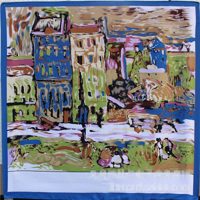 Женский шарф-имитация дома большой квадратный шарф из искусственного шелка с