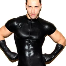 Пикантные Для мужчин ПВХ кожа на молнии боди комбинезон Комбинезон Clubwear S-3XL пикантные ПВХ кожа блестящая секс-боди Для мужчин