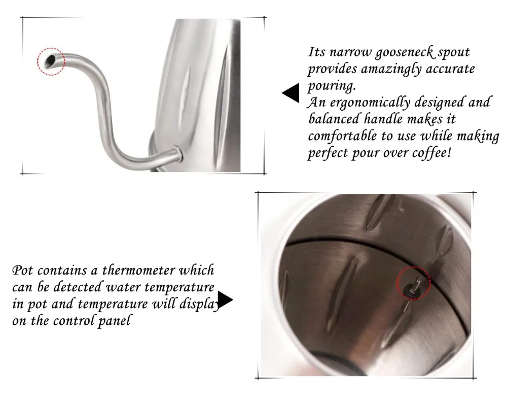 Электрический Нержавеющая сталь «гусиная шея» Кофеварка капельная чайник