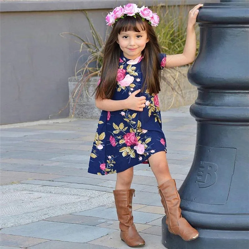 Mother-daughter-dresses-Family-matching-Clothes-Boho-Beach-Floral-Dress-Summer-Party-Pageant-Sundress-Short-sleeve (3)