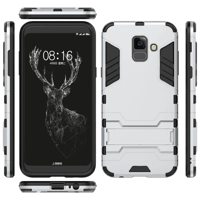 Slim Hard PC+Soft Silicone TPU Rugged Rubber Kickstand Armor Back Case For SAMSUNG Galaxy A6 A6 Plus 2018 Shockproof Cover Capa (39)