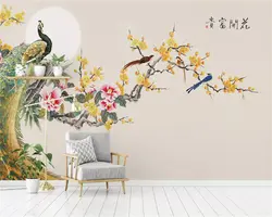 Beibehang индивидуальные Экологически чистые papel де parede обои «Магнолия» Ручная роспись цветы и птицы сливы фон папье peint