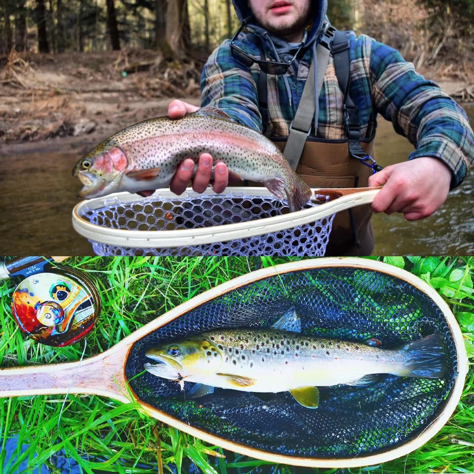 Maximumcatch フライフィッシング着陸ネットナイロントラウト リリースネットカーブ木製ハンドルテンカラネット Net Nylon Landing Netfishing Landing Net Aliexpress