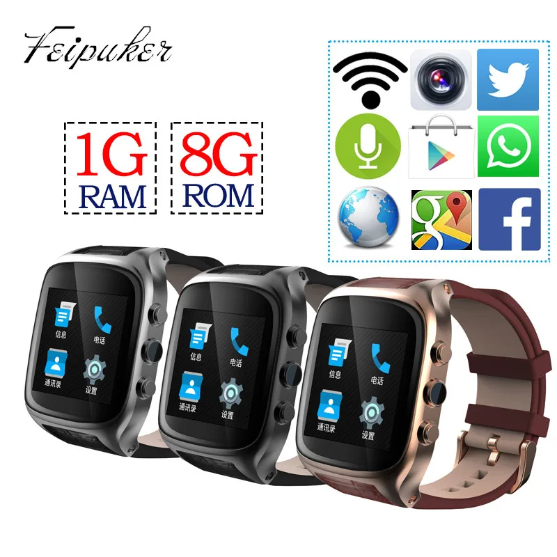 

Ourtime X01S Android Smartwatch Phone Bluetooth Smart Watch 1.3GHz Dual Core IP67 GPS Watch Cam 1G 8G Heart Rate 600mAh 3G WiFi