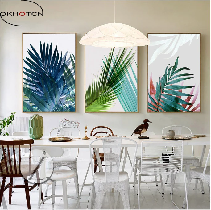 

Sago Cycas Plant Print Picture Decorative Painting Modular Picture Wall Art Canvas Painting for Living Room No Framed