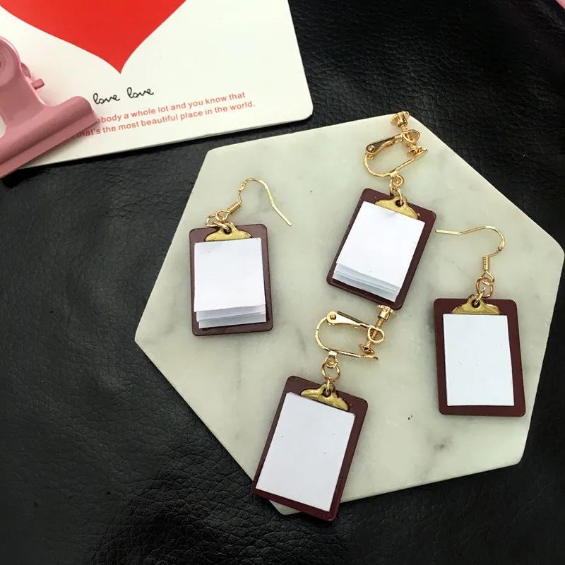 

2019 New Arrival 1 Piece Handmade Exercise Book Drop Earrings Fashion Lovely Fun Earrings for Women Girl Busy Book Funny Brincos