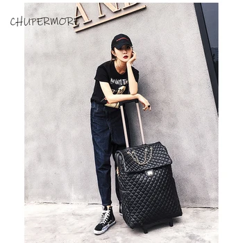 

luxury Women's fashion short trip leather 18/20 inch Rolling Luggage Spinner Brand Suitcase Wheels Carry On Travel Bags