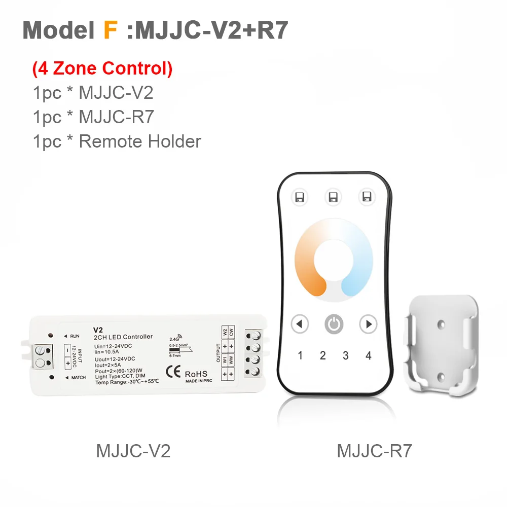 12V Светодиодный контроллер CCT 2CH RF беспроводной пульт дистанционного управления 2,4G 10A 24V DC 12V умный Wifi диммер для двух белых одноцветных светодиодных лент светильник - Цвет: Model F