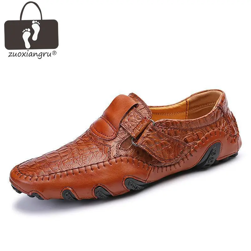 

spring Breathable Shoes Mens Casual Shoes Genuine Leather Slip On Brand Fashion hasp Shoes Man Soft Comfortable High Quality