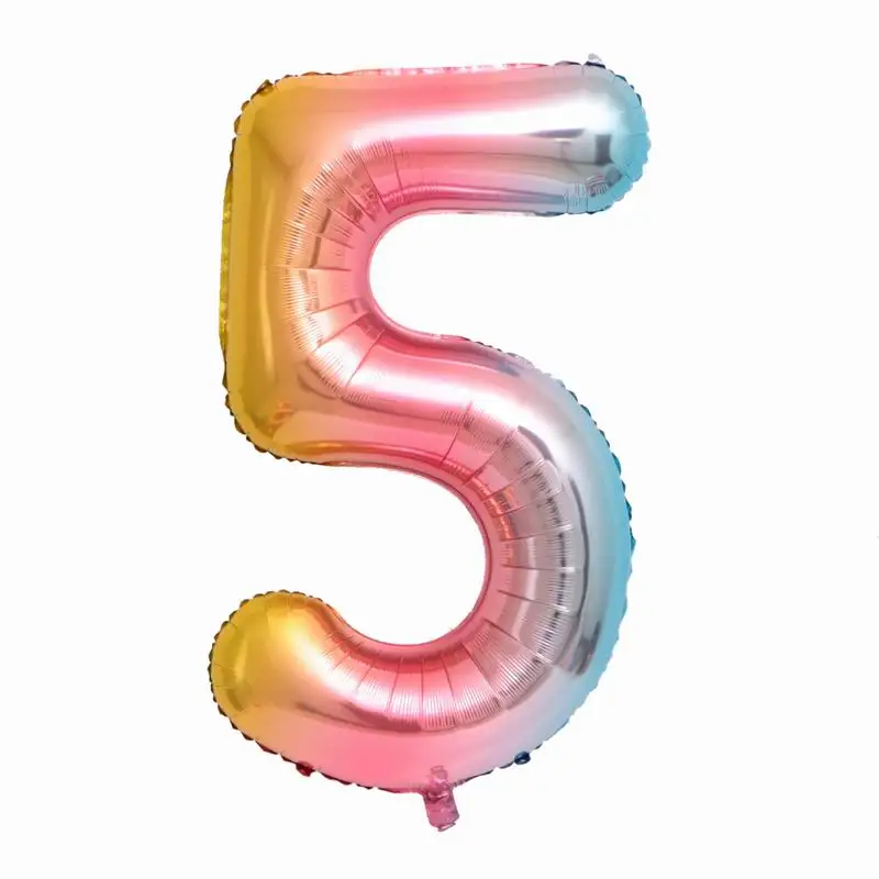 Вт, 30 Вт, 40 дюймов градиент Цвет воздушные шары из фольги в виде цифр День рождения украшения душа ребенка праздничные принадлежности воздушный шар 0-9 цифровой