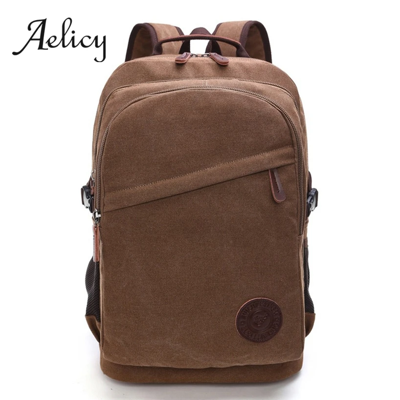 

Aelicy High Quality multi-function Backpack Men Outdoor Travel Solid Backpack School Student Canvas Bag Male Simple Vintage