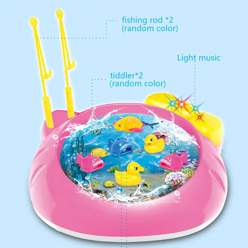 Детские музыкальные игрушки головоломка заводь для рыбной ловли настольные игрушки модель стержня осветительный столб рыбы вращающихся