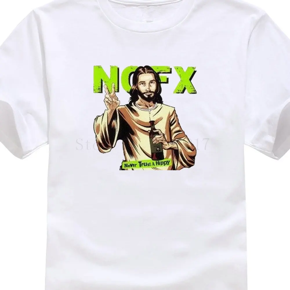 

100% Cotton Letter Printed T Shirts Men'S O-Neck Nofx Never Trust A Hippy Short Sleeve Best Friend Shirts Adult T-Shirt