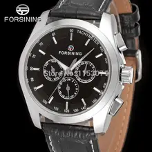 

FSG6625M3S2 new Forsining Automatic men watch factory classic black genuine leather strap free shipping wit gift box