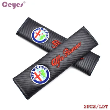 

Ceyes Auto Seat Belt Cover Car Styling Case For Alfa Romeo Mito 159 147 156 Car Badge Accessories Carbon Fibre Car-Styling 2pcs