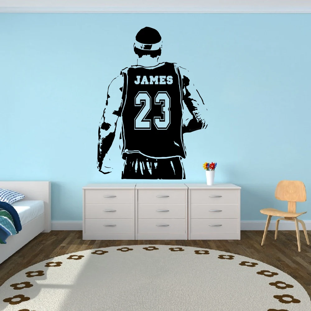 Custom Name Basketball Player Jersey Wall Sticker Nursery Kids Room Personalzied Name James Kobe Jordan Sport Wall Decal Vinyl (1)