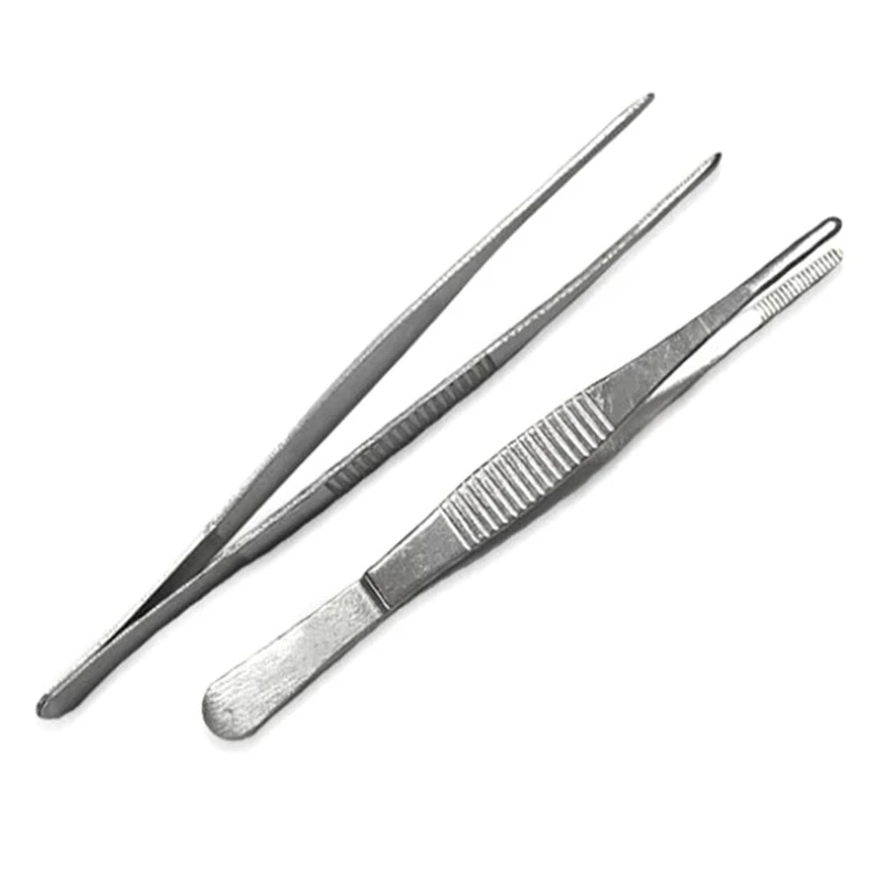 

Medical Stainless Steel Dressing Tweezers Medical Straight/Elbow Tweezers First Aid Kit Accessories Surgery Tweezers Outdoor
