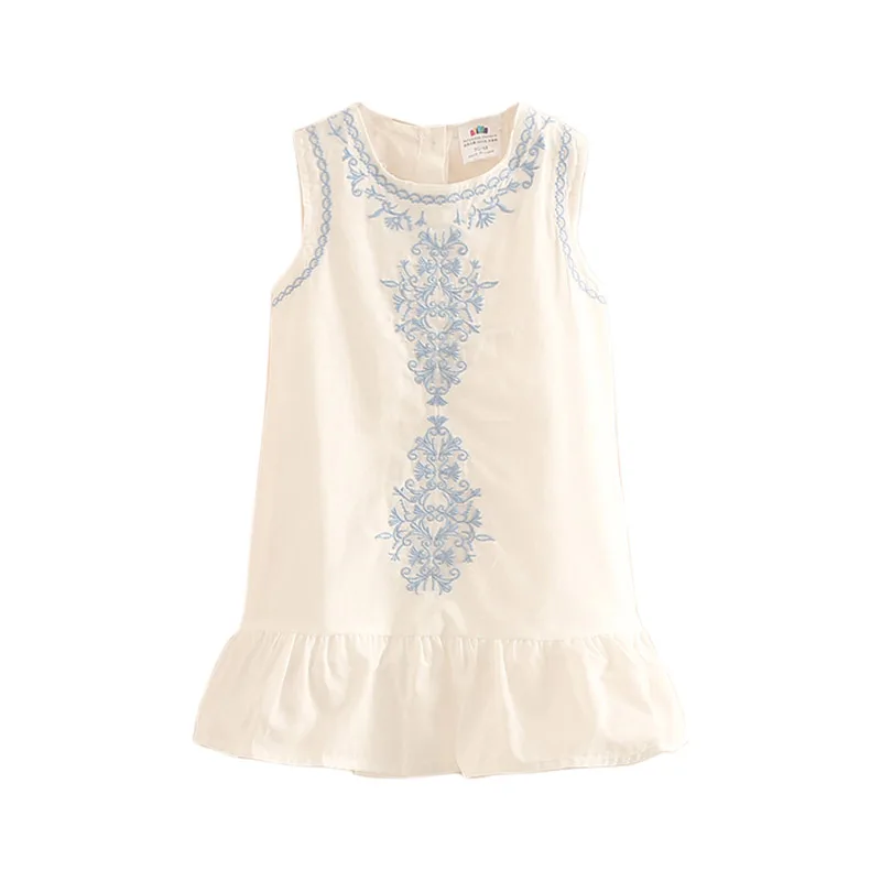 Brief Lace Embroidery Flower Floral Cotton Flounce Tank Sundress Sleeveless Kids Girls Dress 2 3 4 6 8 10 Years girls dress kids clothes