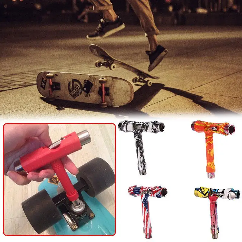 Форфар Т-образная инструменты для скейтборда разрисованный борд скейт лонгборд с L ключ и 3 розетки для скейтборда колеса подвески для