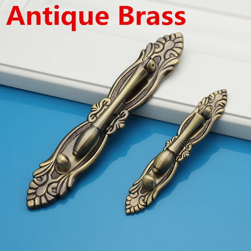 Hole Pitch 64mm/96mm golden zinc alloy furniture cabinet drawer antique handle vertical Style pulls
