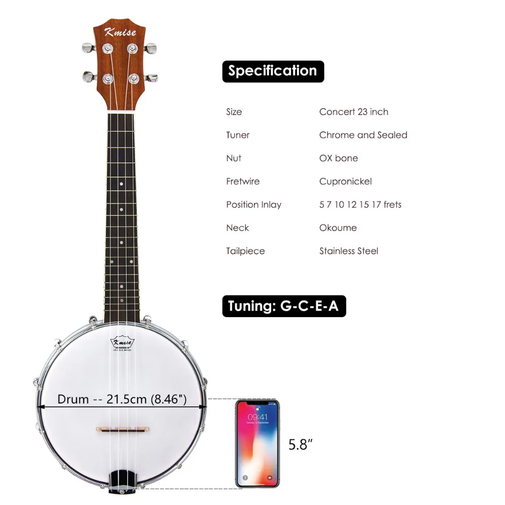 Kmise 4 String Баньо укулеле Uke Concert 23 дюйма размер Sapele Wood|wood wood|wood ewooden ukulele |