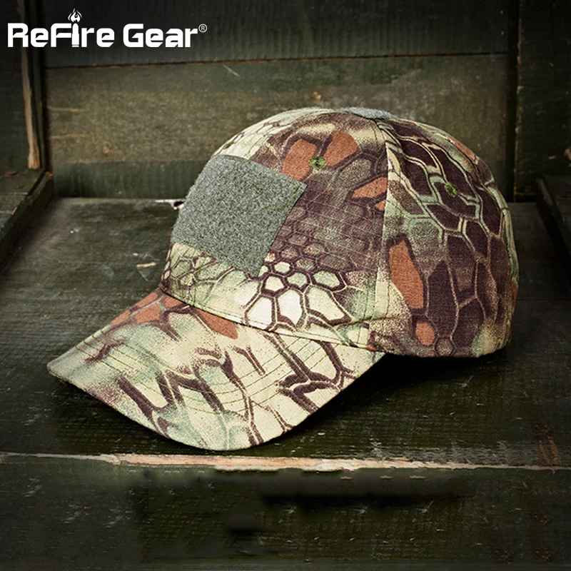 

ReFire Gear Python Camouflage Tactical Baseball Cap Men Adjustable Breathable Snapback Hat Unisex US RU Army Combat Sniper Caps