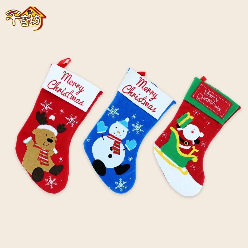 

New Year Santa Claus Socks Pendants Gift Bags Home Christmas Tree Decorations Ornaments Baby Shower Natale
