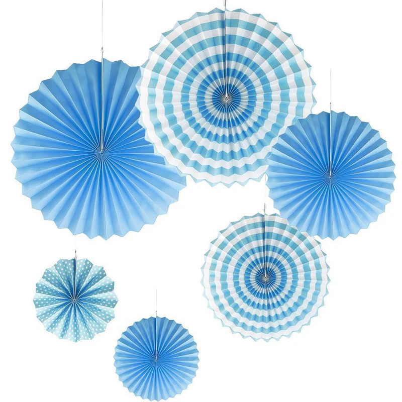 DIY 6Pcs/Set Hanging Paper Fan Pinwheel Garland Children Birthday Party Decor 5 Colors 2019 new