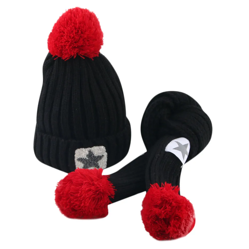 Toddler Children's Hats Caps Scarf Girl&ampBoy Baby Winter Crochet Knitted Hat Beanie Hairball Cap Set Newborn | Детская одежда и