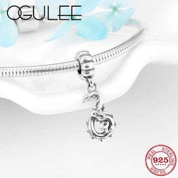 

100% Authentic 925 Sterling Pendant Chinese Zodiac Auspicious Dragon shape Fit Original European Charm Bracelet Jewelry making
