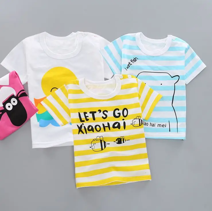 Baby Kids Tops Boys and Girls Short Sleeve T-shirt 9M-24M Cartoon Cotton Tee
