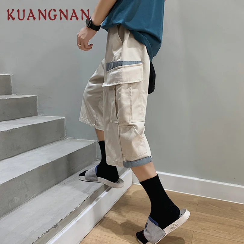 Yellow KUANGNAN телячья длина Штаны, мужские брюки уличная джоггеры брюки мужские модные спортивные брюки XXL брюки мужские брюки Новинка - Цвет: Yellow