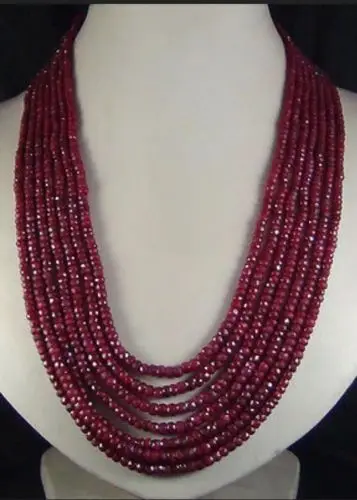 

AAA NEW 2x4mm NATURAL RUBY FACETED BEADS NECKLACE 100