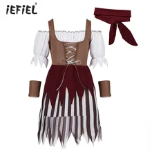 Iefiel для детей девочек пиратский костюм для косплея платье с открытыми плечами платье платья для малышей vestidos Новинка карнавальный костюм Косплэй платье для вечеринок для девочек