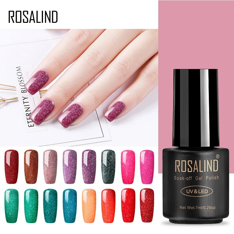  ROSALIND gel varnish Rainbow Colors hybrid Nail Art Gel Polish for a Manicure Semi Permanent primer