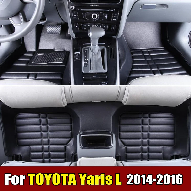 

Car Floor Mats for TOYOTA YARiS L 2014-2016 XPE+Leather Anti-slip car carpets Front & Rear Liner Auto Waterproof mat 4 color