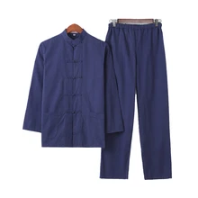 Китайский мужской классический Tai Chi рубашка и брюки набор традиционный однобортный Тан костюм для мужчин плюс размер 3XL 4XL кунг-фу Gar Мужская футболка