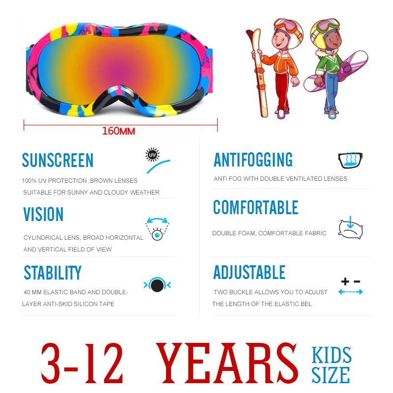Onedoyee profesional niños gafas de esquí para niños Snowboard gafas de esquí UV400 nieve protección Anti-niebla máscara de esquí