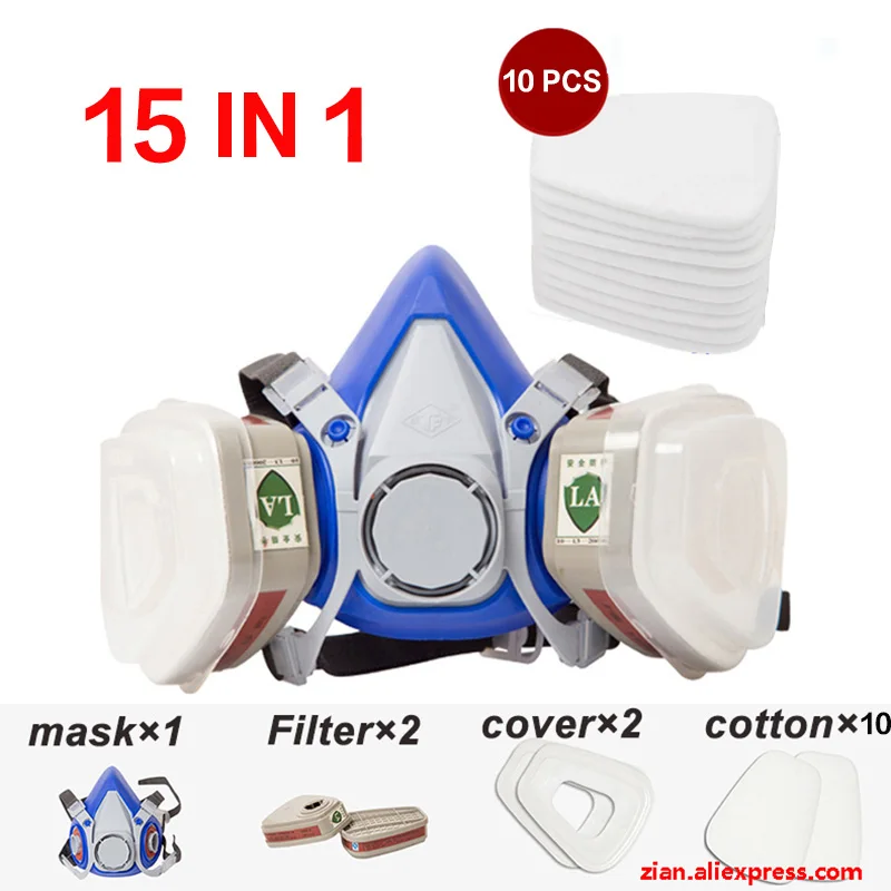 

15in1 Gas mask 6200 Respirator 6001 Suitable use Anti-Fog Haze Pesticide Painting Spraying Support 3M filter free shipping