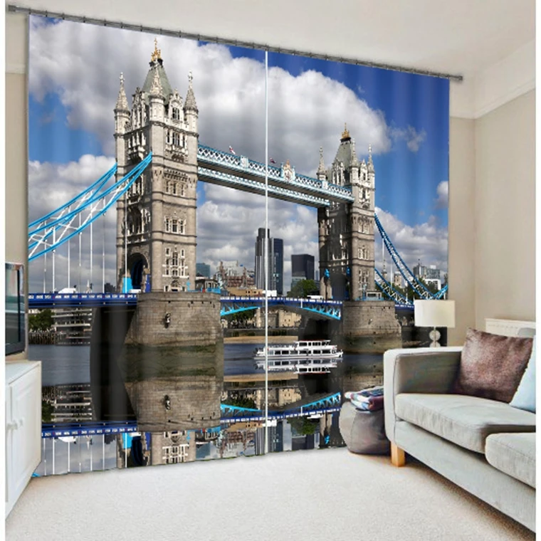 London Bridge 3d stereo print shade fabric curtainsin