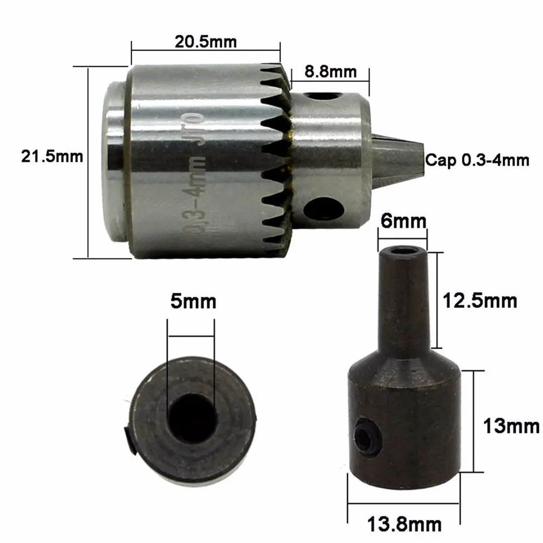 1 Set 0.3-4mm New Electric Drill Chuck  Jt0 Taper Mounted With 5mm Motor Shaft