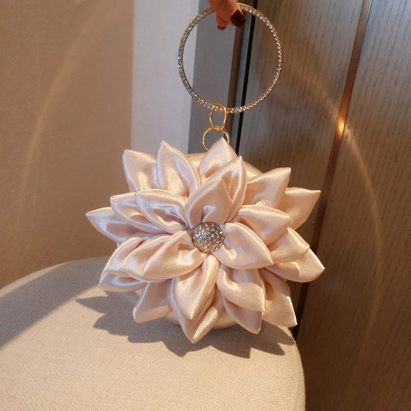 

Luxury Fashion 3D Flower Shape Rhinestone Women Evening Clutch Bags Bridal Flower Female handbags Chain Wedding Party Hand Bag