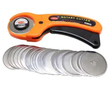 Cortador rotativo + 20 lâminas sobressalentes, 45mm, lâminas de retalho, cortador rotativo de tecido, rolo de papel, corte circular, patchwork couro artesanal couro