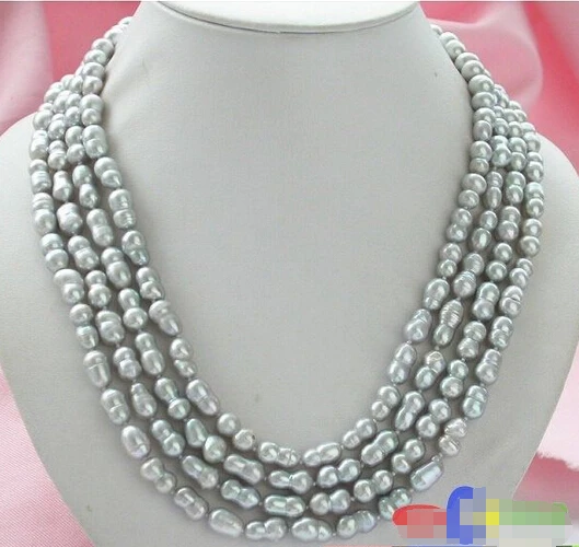 

HOT## Wholesale P2748 Long 80" 13mm gray baroque double freshwater cultured pearl necklace