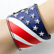 Звезда Любовь Панк Стиль США флаг пентаграмма заклепки ремешок на руку костюмы для косплея аксессуары реквизит индивидуальность браслет манжета