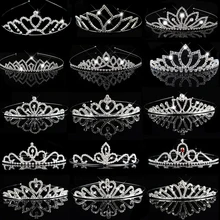 Tiaras de cristal e coroa para meninas, acessórios de baile para casamento e festas, enfeites de joias para meninas